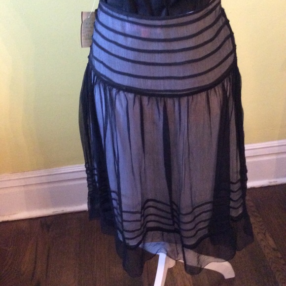Sophia Michelle NWT Sheer Black Silk Skirt Sz 10 - Picture 5 of 13